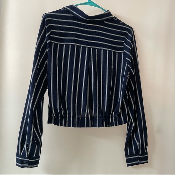 Blue striped button down top - Picture 3 of 3